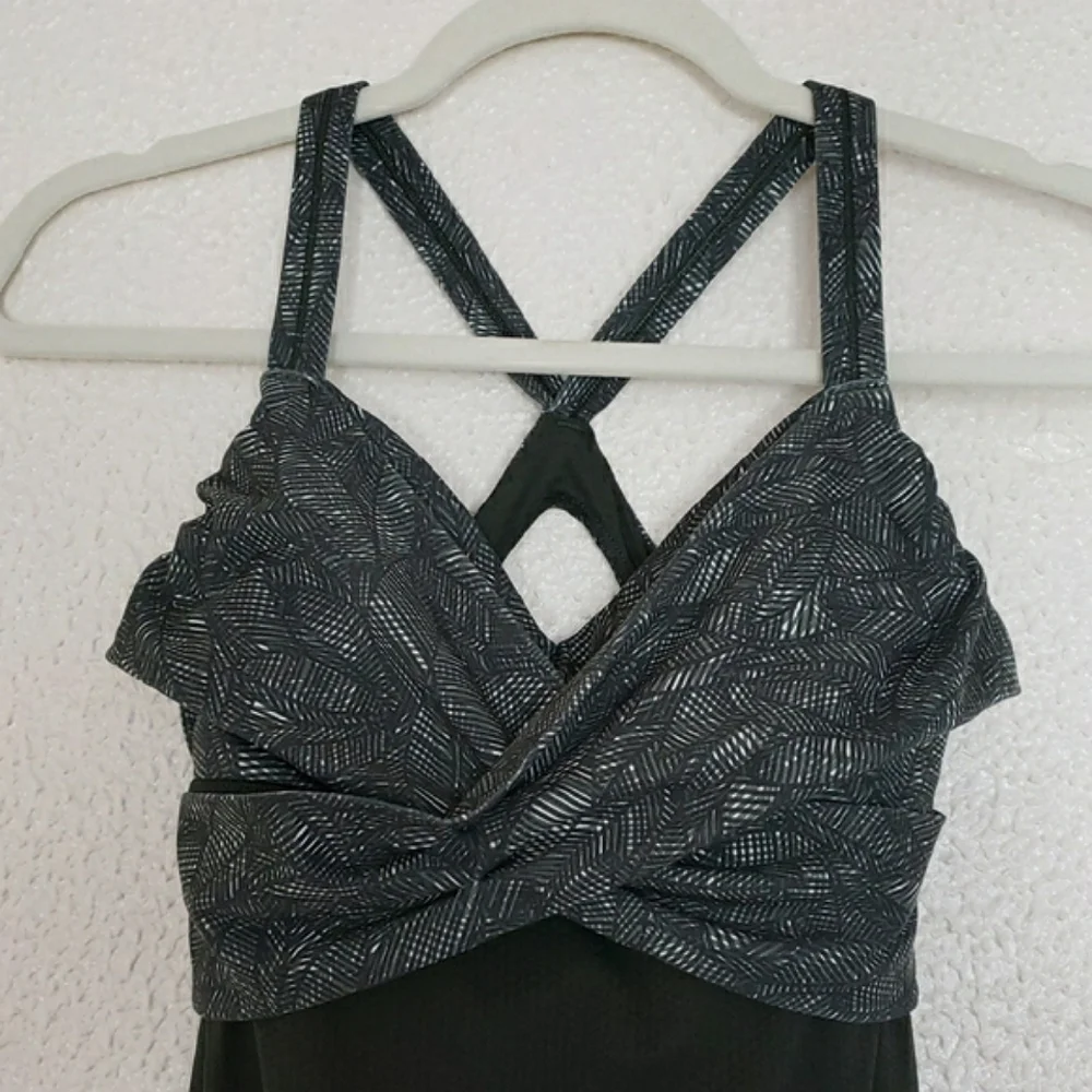 Lululemon Athletica Wrap It Up Tank Leaf Print Twist Jazzy White Gator Green 6 - Picture 4 of 17